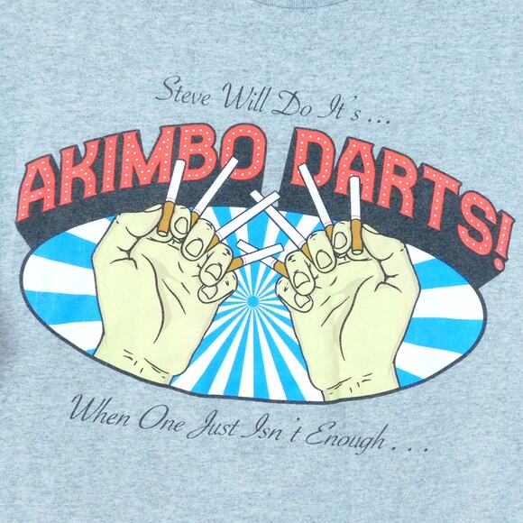 Full Send Steve Will Do It Akimbo Darts Cigarette Double Fist T Shirt Size L - Picture 2 of 4